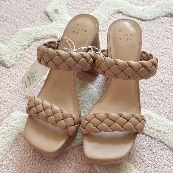 NWT TARGET A NEW DAY NUDE BRAIDED PLATFORM SANDAL HEELS STEVE MADDEN NORDSTROM - Picture 4 of 5